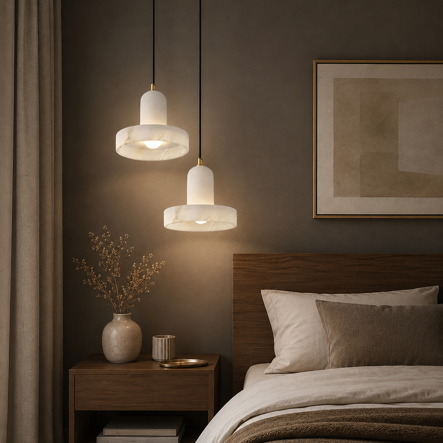 Suspension Anneaux Tissu Crème Minimaliste Design - Chambre Salon Cuisine — Fulgor