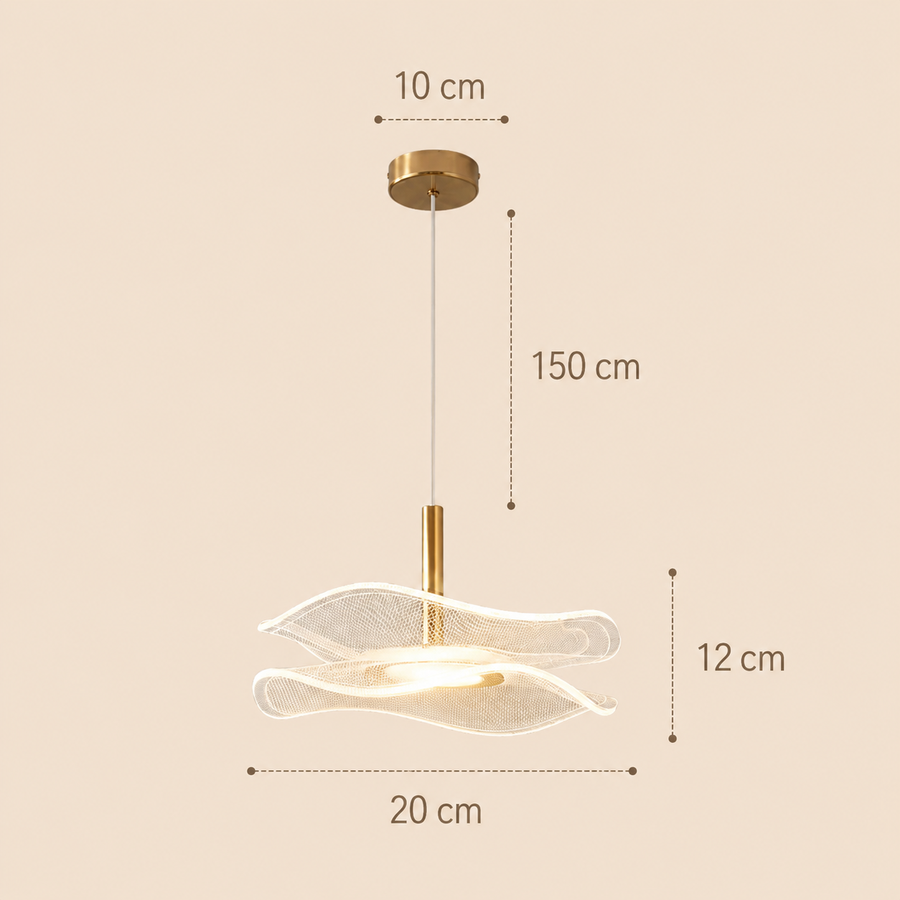 Suspension Feuille Verre Transparent et Laiton Épuré Design - Cuisine Salon Salle à Manger — Ayasha