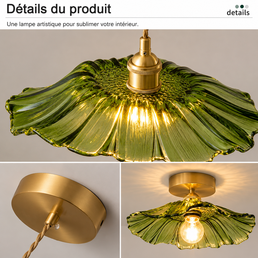 Suspension Feuille Métal Vert Art Déco - Salon Salle à Manger Chambre — Atinuke