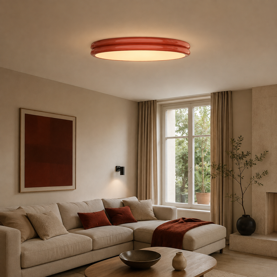 Plafonnier Anneau Céramique Crème Minimaliste Design Moderne - Salle de Bain Salon Chambre — Alcyone
