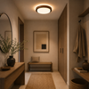 Plafonnier Anneau Bois Naturel et Verre Opalin - Salon Chambre Salle à Manger — Émeraude
