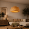 Suspension Dôme Bambou Tressé Naturel Épuré Design - Cuisine Chambre Salon — Adiza