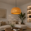 Suspension Dôme Bambou Tressé Naturel Épuré Design - Cuisine Chambre Salon — Adiza