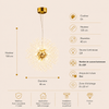 Lustre Suspension Sphère Cristal Étincelant et Métal Doré - Salon Salle à Manger — Novus