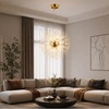Lustre Suspension Sphère Cristal Étincelant et Métal Doré - Salon Salle à Manger — Novus
