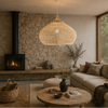 Suspension Lanterne Rotin Tressé Naturel Épuré Design - Cuisine Chambre Salon — Falot