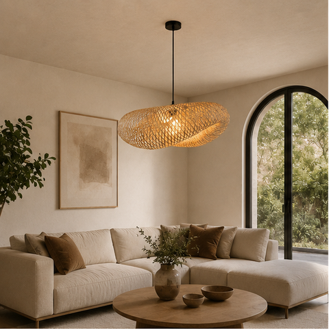 Suspension Spirale Rotin Tressé Naturel Bohème - Cuisine Chambre Salon — Spiro