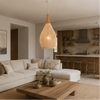 Suspension Goutte Rotin Noir et Bois Naturel - Cuisine Chambre Salon — Drops