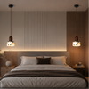 Suspension Cylindre Marbre Blanc et Bois Naturel - Cuisine Chambre Salon — Artemis
