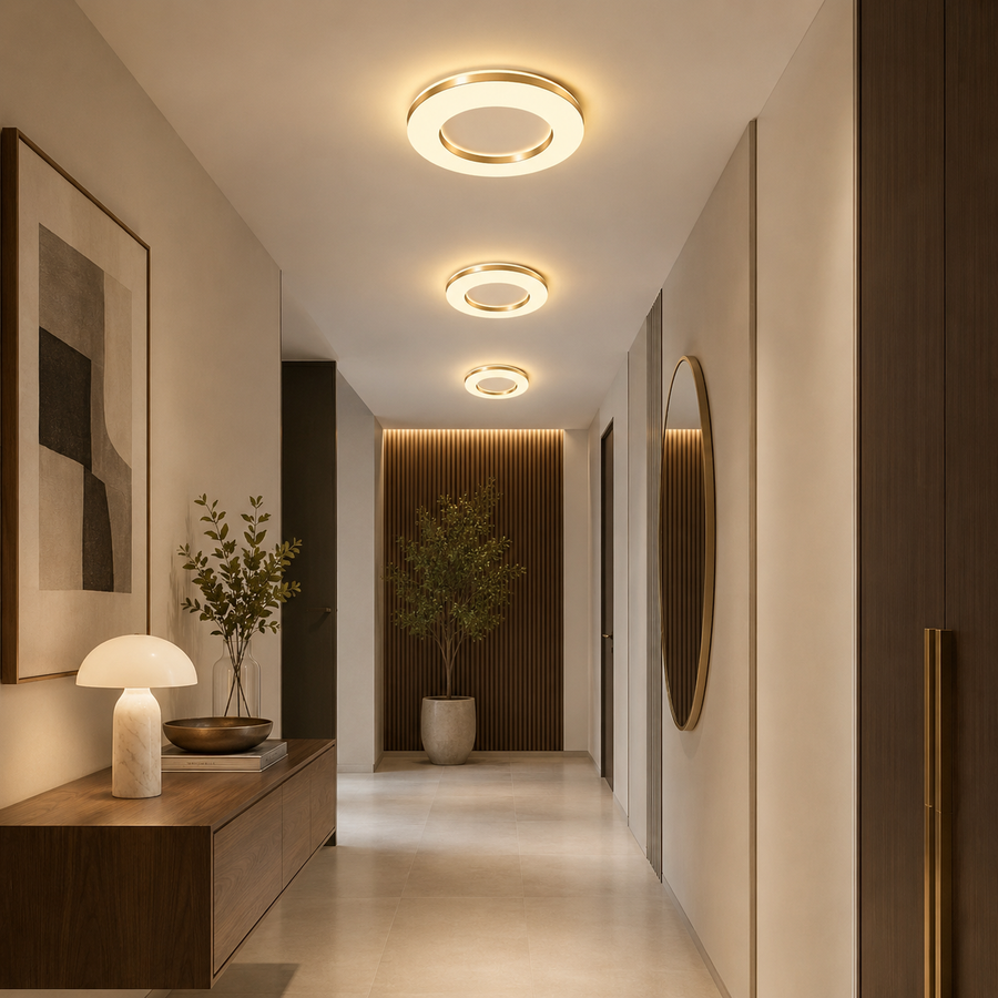 Plafonnier Anneau Métal Blanc Épuré Minimaliste Design Moderne - Salle de Bain Salon Chambre — Ferrara