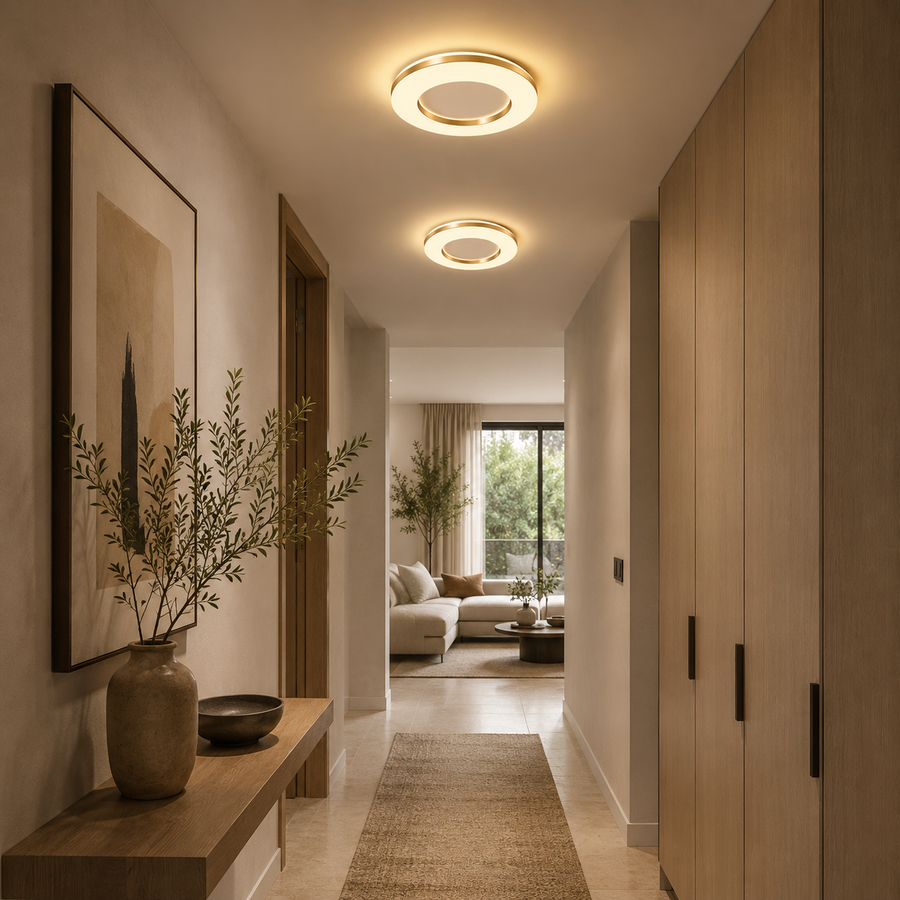 Plafonnier Anneau Métal Blanc Épuré Minimaliste Design Moderne - Salle de Bain Salon Chambre — Ferrara