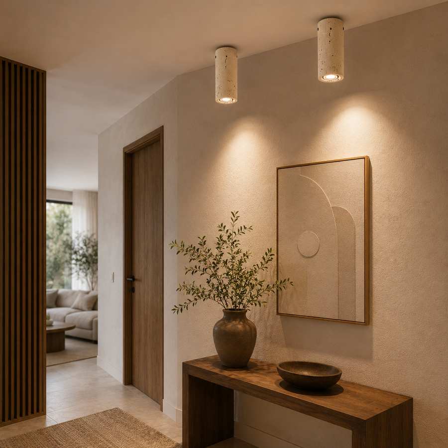 Plafonnier Cylindre Liège Naturel Minimaliste Design Moderne - Salon Chambre Salle à Manger — Antares