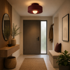 Plafonnier Cylindre Tissu Bordeaux Minimaliste Design Moderne - Salle de Bain Salon Chambre — Deneb