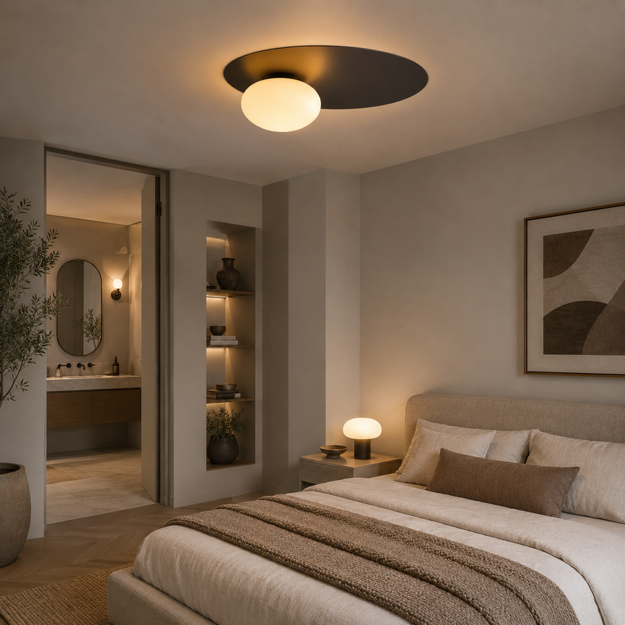 Plafonnier Disque Métal Doré Minimaliste Design Moderne - Salle de Bain Salon Chambre — Plateo