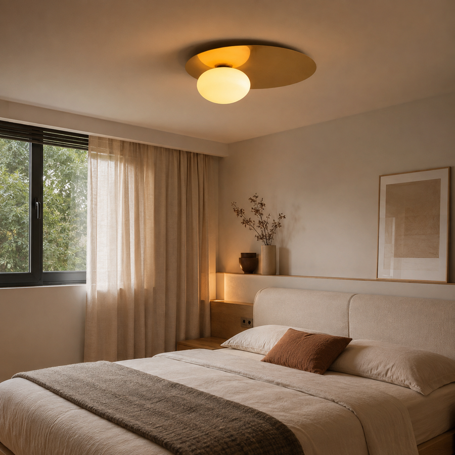 Plafonnier Disque Métal Doré Minimaliste Design Moderne - Salle de Bain Salon Chambre — Plateo
