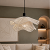 Suspension Vagues Tissu Blanc Sculptural Design - Chambre Salon Cuisine — Lumio