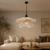 Suspension Vagues Tissu Blanc Sculptural Design - Chambre Salon Cuisine — Lumio
