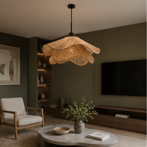 Suspension Vagues Tissu Blanc Sculptural Design - Chambre Salon Cuisine — Lumio