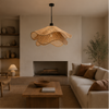 Suspension Vagues Tissu Blanc Sculptural Design - Chambre Salon Cuisine — Lumio