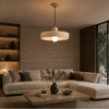 Suspension Cylindre Bois Clair et Béton Épuré Design - Chambre Salon Cuisine — Lumio
