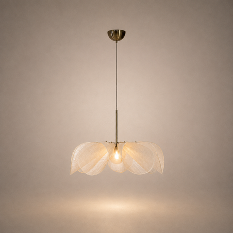 Suspension Pétales Tissu Beige Naturel Épuré Design - Cuisine Chambre Salon — Sérénotia