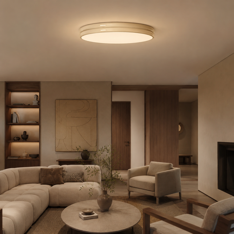 Plafonnier Anneau Céramique Crème Minimaliste Design Moderne - Salle de Bain Salon Chambre — Alcyone