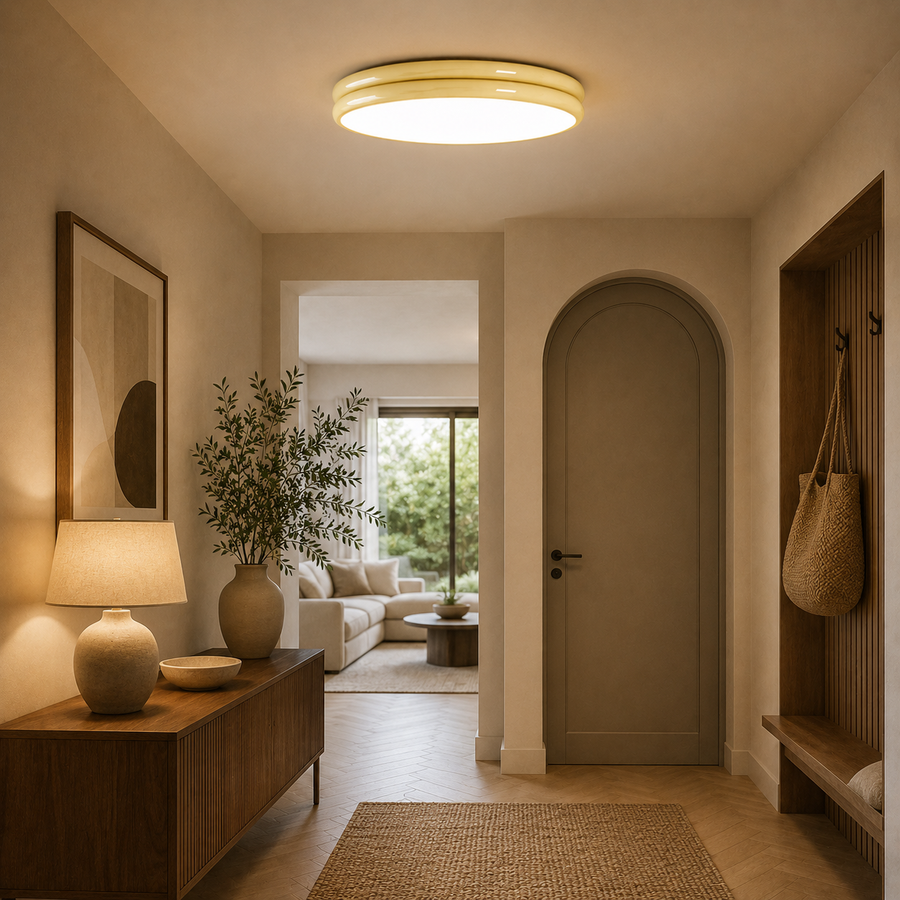 Plafonnier Anneau Céramique Crème Minimaliste Design Moderne - Salle de Bain Salon Chambre — Alcyone