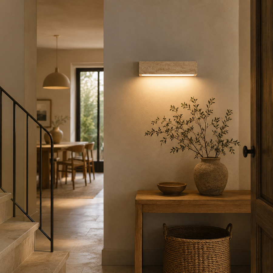 Applique Murale Pierre Travertin LED Chambre - Chambre Salon Salle de Bain — Galvus