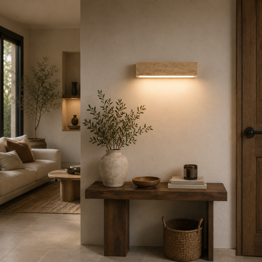 Applique Murale Pierre Travertin LED Chambre - Chambre Salon Salle de Bain — Galvus