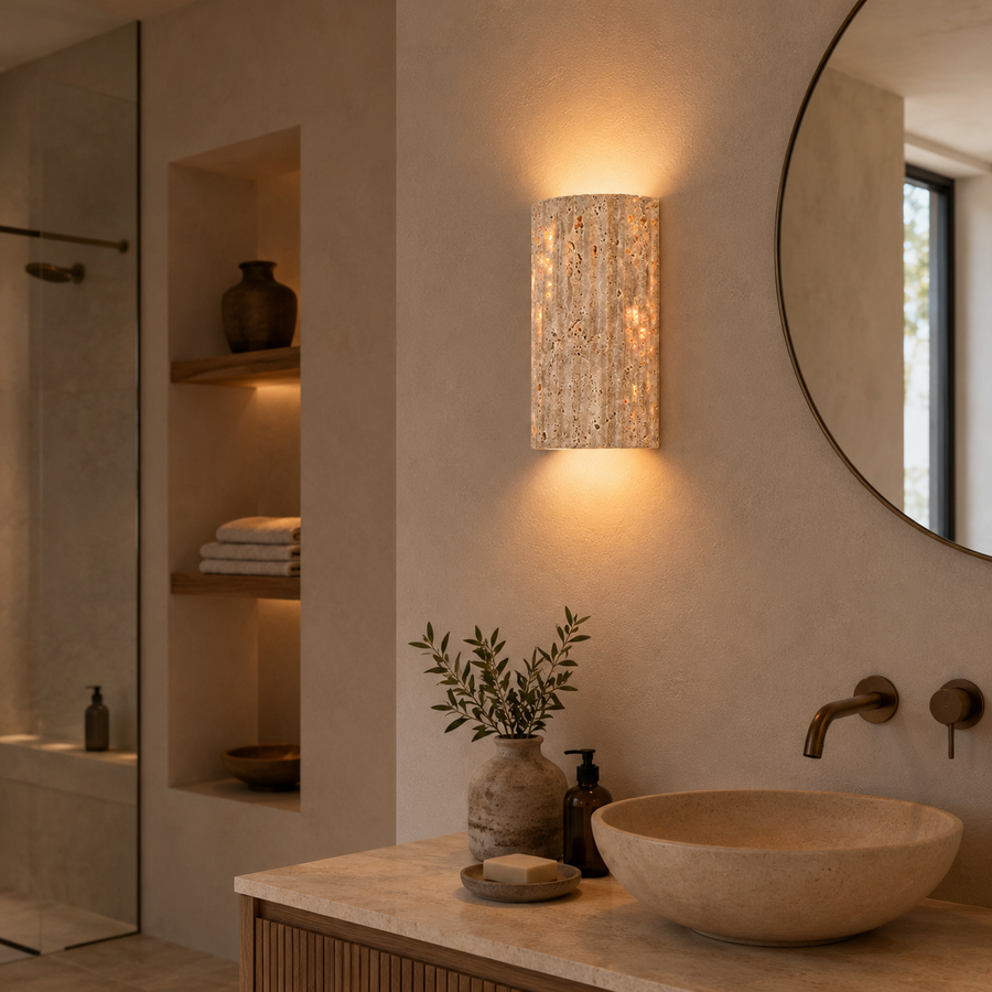 Applique Murale Cylindre Pierre Beige Minimaliste Design Moderne - Chambre Salle de Bain Salon — Algol