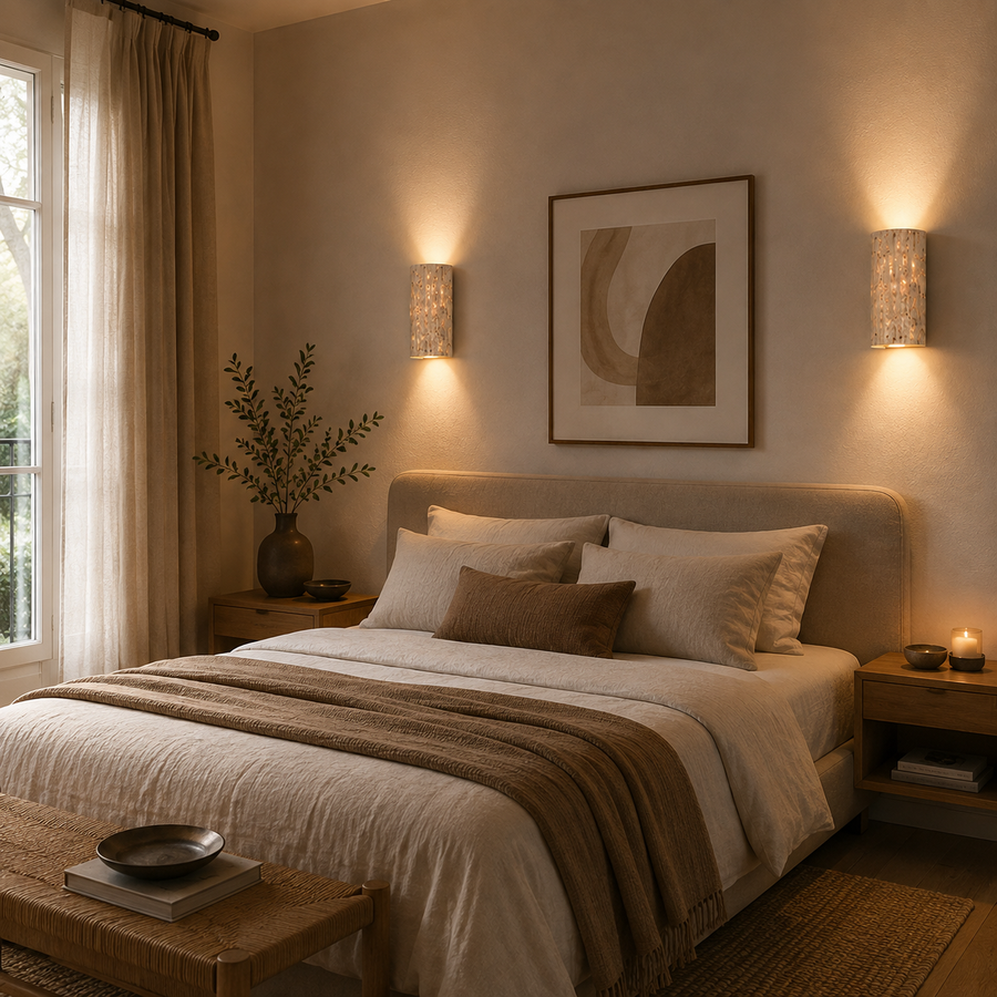 Applique Murale Cylindre Pierre Beige Minimaliste Design Moderne - Chambre Salle de Bain Salon — Algol