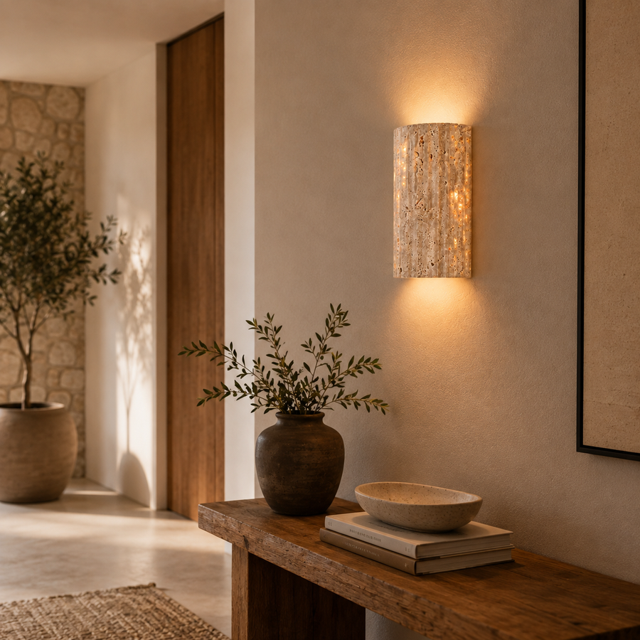 Applique Murale Cylindre Pierre Beige Minimaliste Design Moderne - Chambre Salle de Bain Salon — Algol