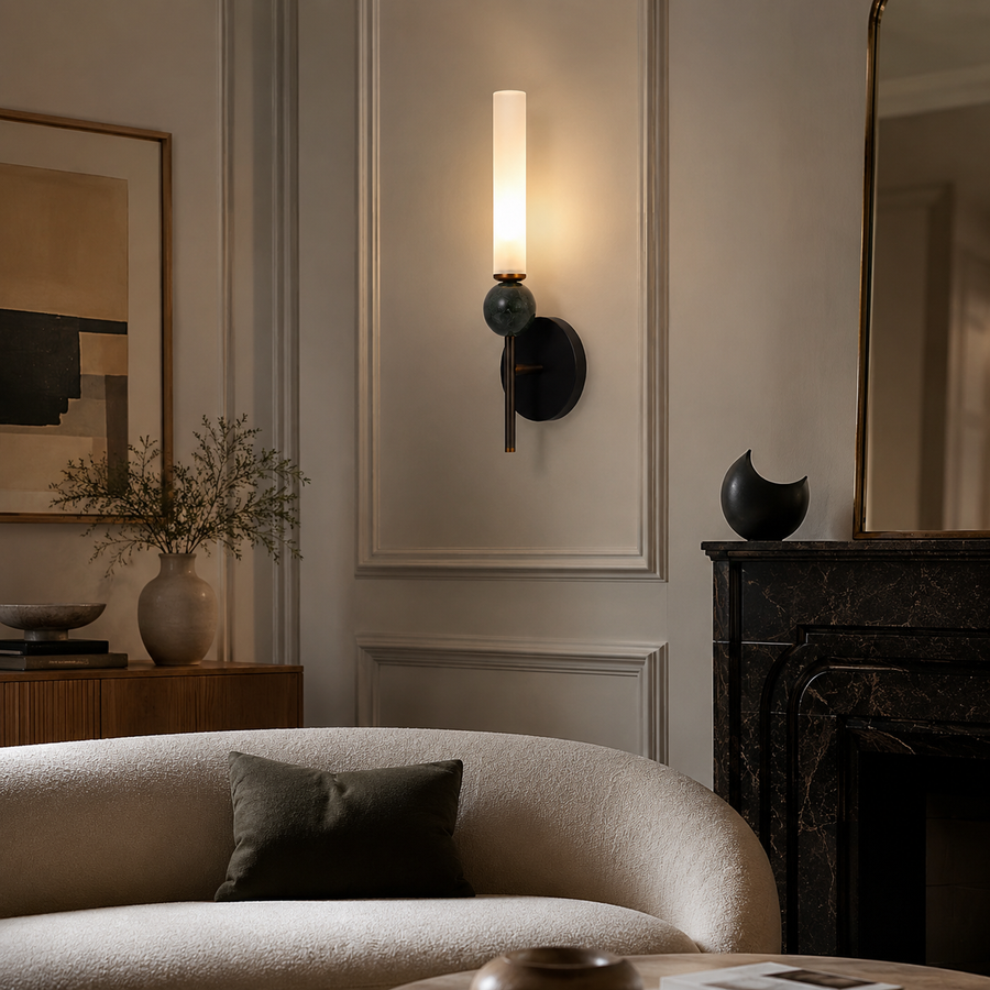 Applique Murale Sphères Verre Fumé et Métal Noir Noire - Chambre Salle de Bain Salon — Quasar