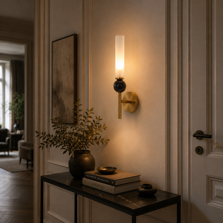 Applique Murale Sphères Verre Fumé et Métal Noir Noire - Chambre Salle de Bain Salon — Quasar