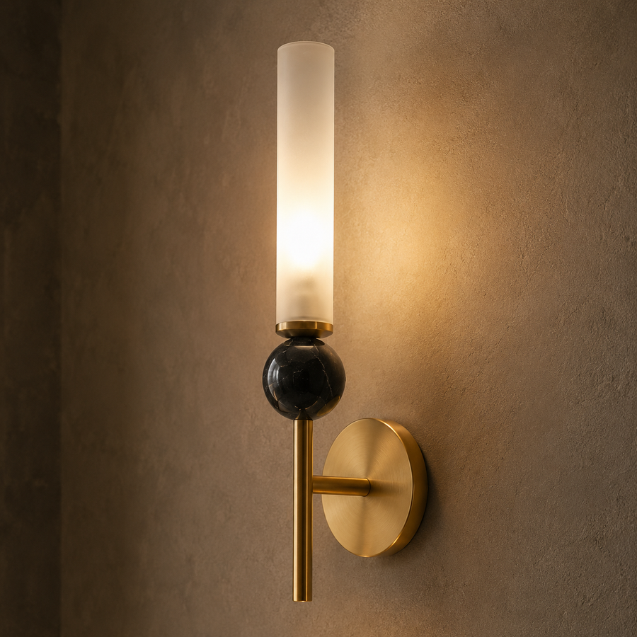 Applique Murale Sphères Verre Fumé et Métal Noir Noire - Chambre Salle de Bain Salon — Quasar