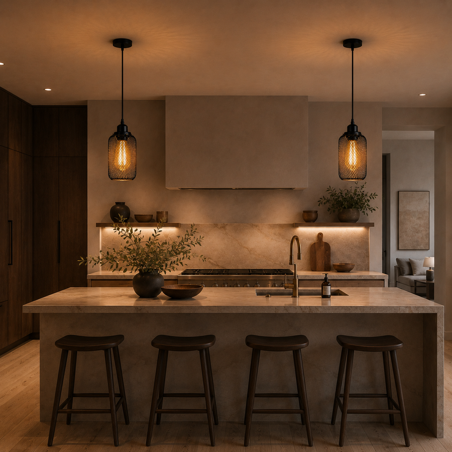 Suspension Cylindre Acier Noir Mat Industriel - Chambre Salon Cuisine — Vivo