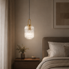 Suspension Cylindre Verre Strié et Laiton Doré - Chambre Salon Cuisine — Dag