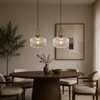 Suspension Cylindre Verre Strié et Laiton Doré - Chambre Salon Cuisine — Dag