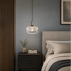 Suspension Cylindre Verre Strié et Laiton Doré - Chambre Salon Cuisine — Dag