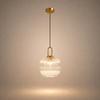 Suspension Cylindre Verre Strié et Laiton Doré - Chambre Salon Cuisine — Dag