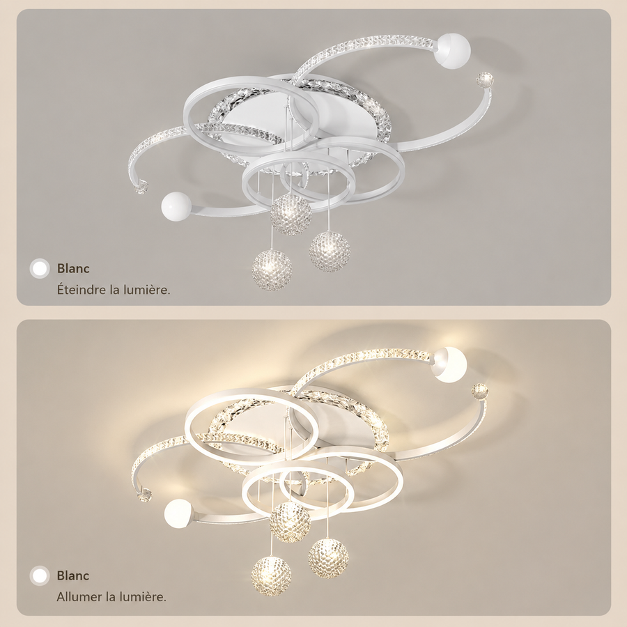 Lustre Plafonnier Anneaux Laiton Doré Minimaliste Dimmable Design - Salon Salle à Manger — Orbit