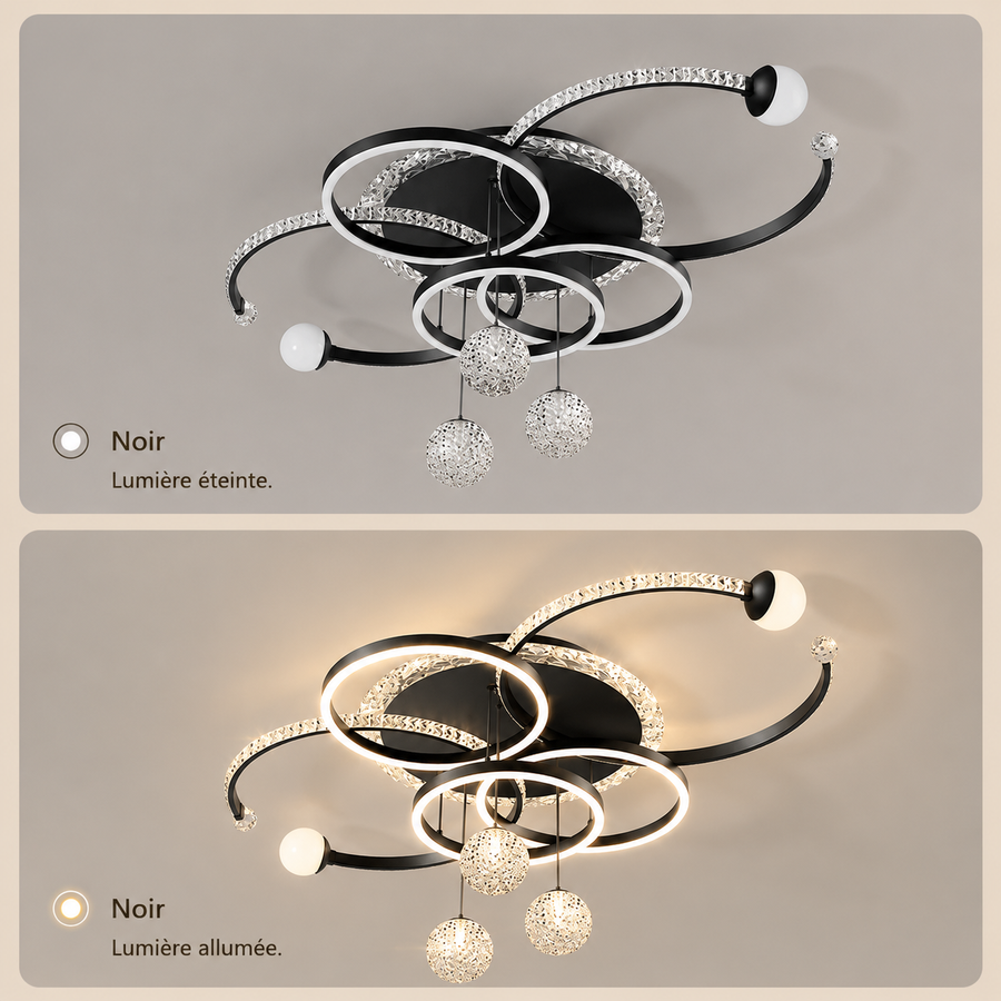 Lustre Plafonnier Anneaux Laiton Doré Minimaliste Dimmable Design - Salon Salle à Manger — Orbit
