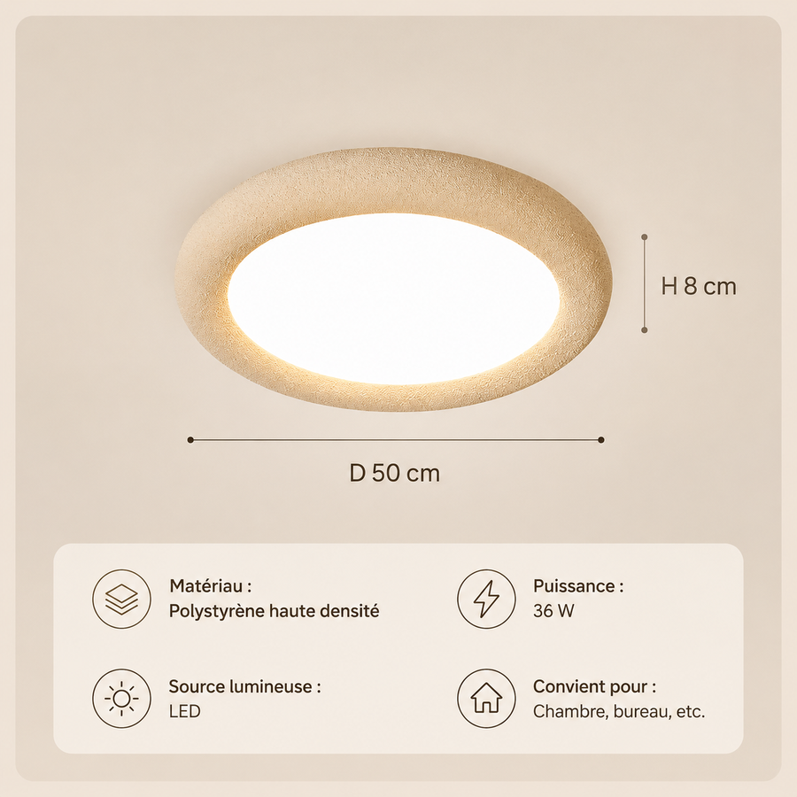 Plafonnier Anneau Plâtre Blanc Minimaliste Design Moderne - Salle de Bain Salon Chambre — Ringa