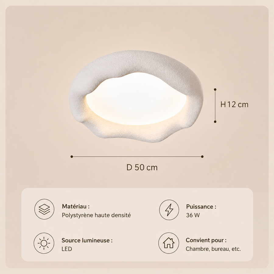 Plafonnier Anneau Plâtre Blanc Minimaliste Design Moderne - Salle de Bain Salon Chambre — Ringa