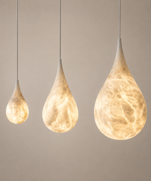 Suspension Goutte Albâtre Blanc Minimaliste Design - Cuisine Salon Salle à Manger — Larme