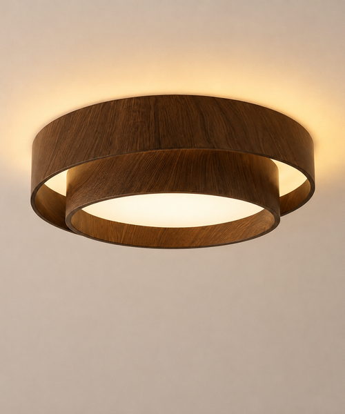 Plafonnier LED Rond Design Bois — Salon Chambre Salle à Manger — Grenat