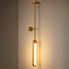Suspension Cylindre Verre Strié et Laiton Satiné - Chambre Salon Cuisine — Deneb