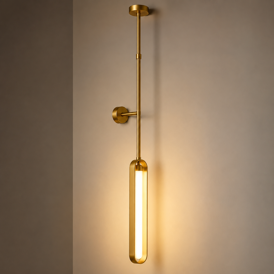 Suspension Cylindre Verre Strié et Laiton Satiné - Chambre Salon Cuisine — Deneb