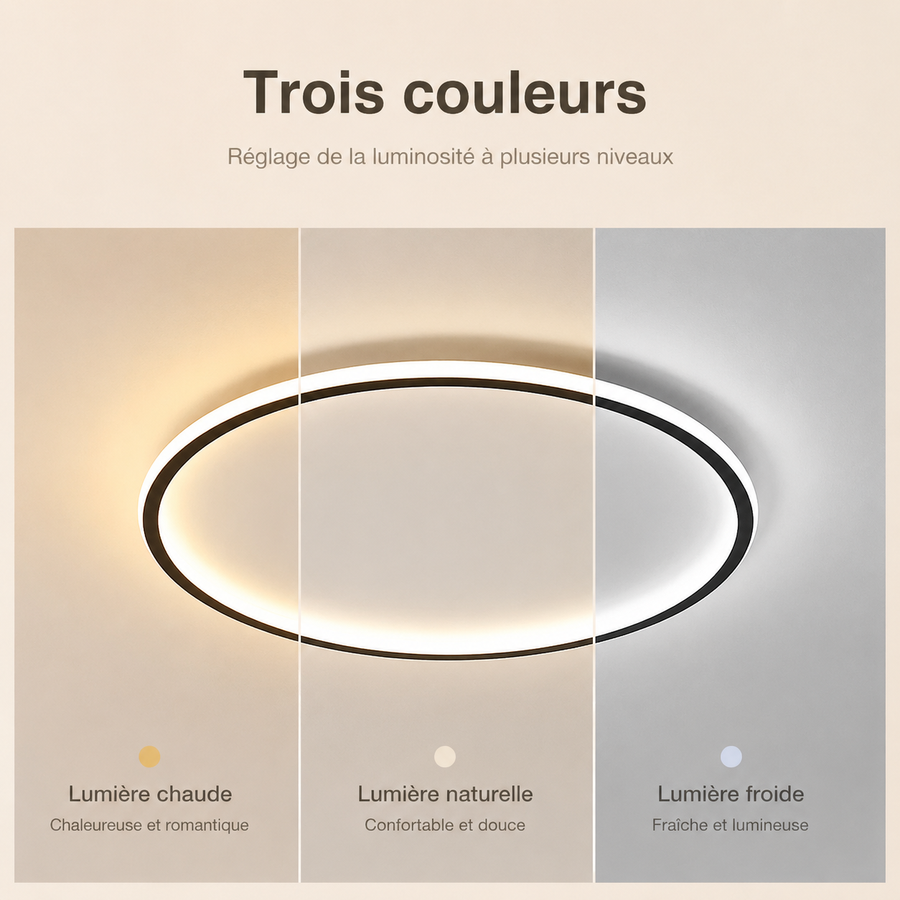 Plafonnier Anneau Métal Noir Minimaliste Design Moderne - Salle de Bain Salon Chambre — Aureo
