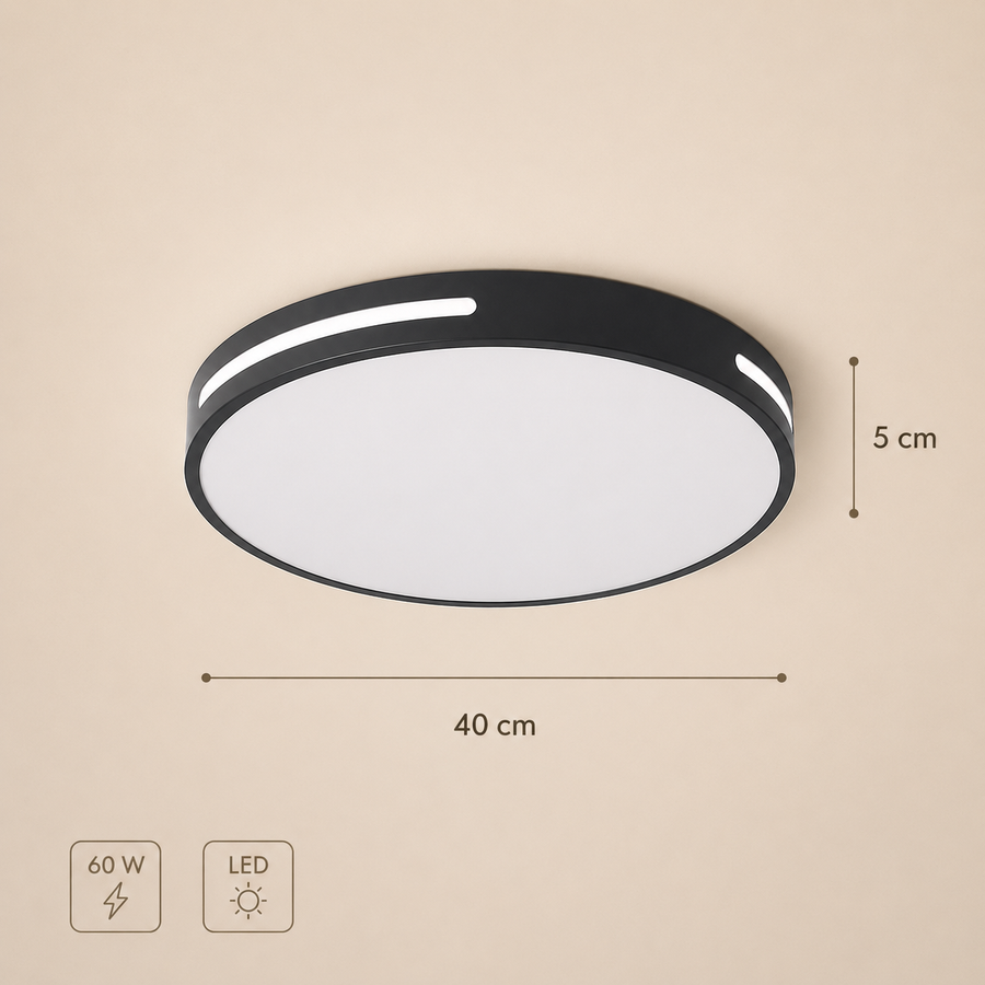 Plafonnier Disque Métal Noir et Blanc Minimaliste Design Moderne - Salle de Bain Salon Chambre — Orbis